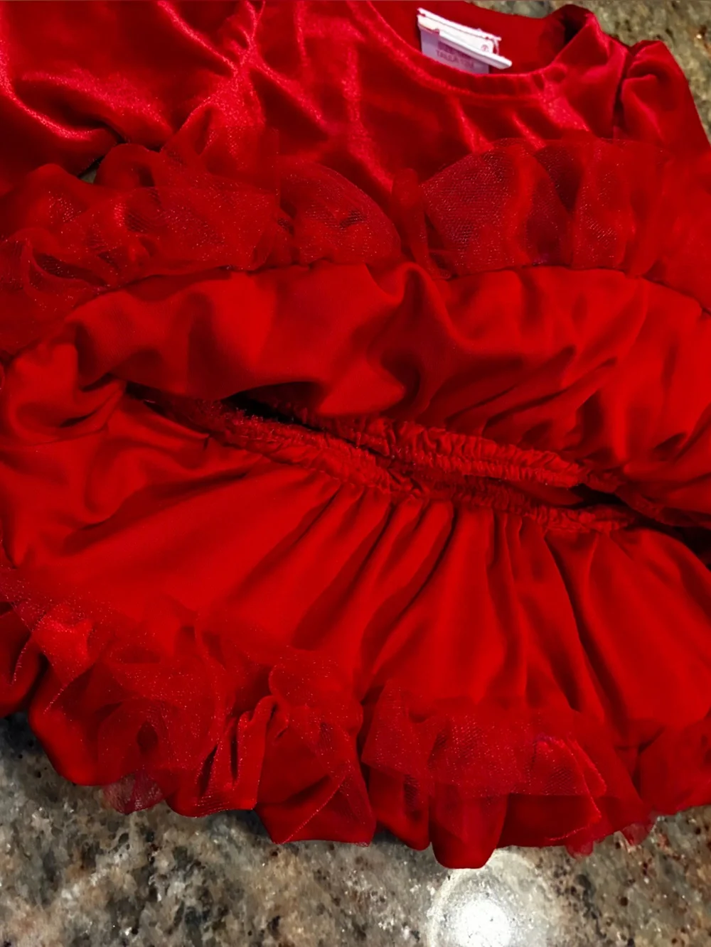 Nannette Red Velvet Bow-Accent Girls Holiday Dress, Size: 12 months